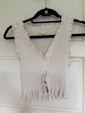 Aeropostale Cream Ribbed Knit Button-Front Tank